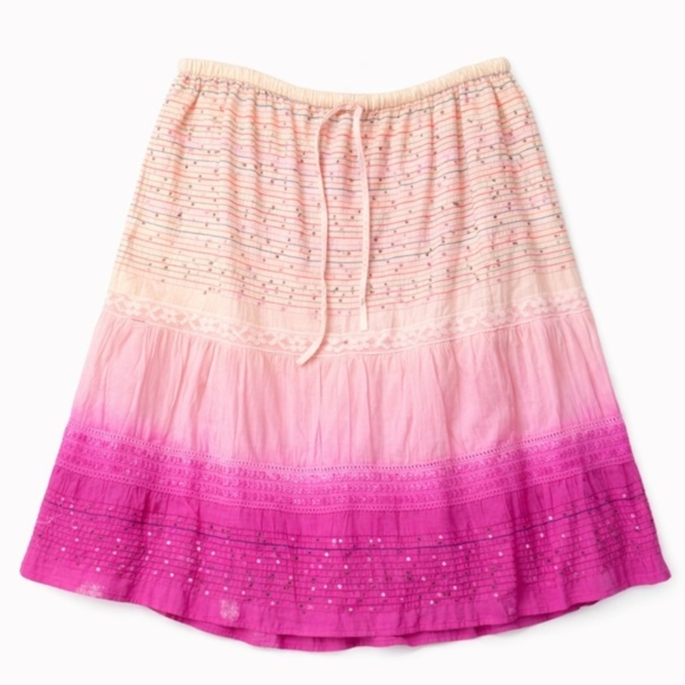 Angie Y2K Fairycore Hippie Ombré Skirt Lace Sequin Pink Size L Kawaii Pastel